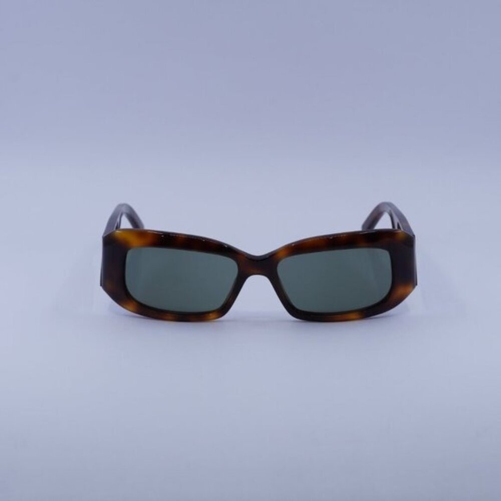 Saint Laurent SL418 002 Sunglasses Havana Rectangle Frame, Green Lenses - Picture 2 of 11